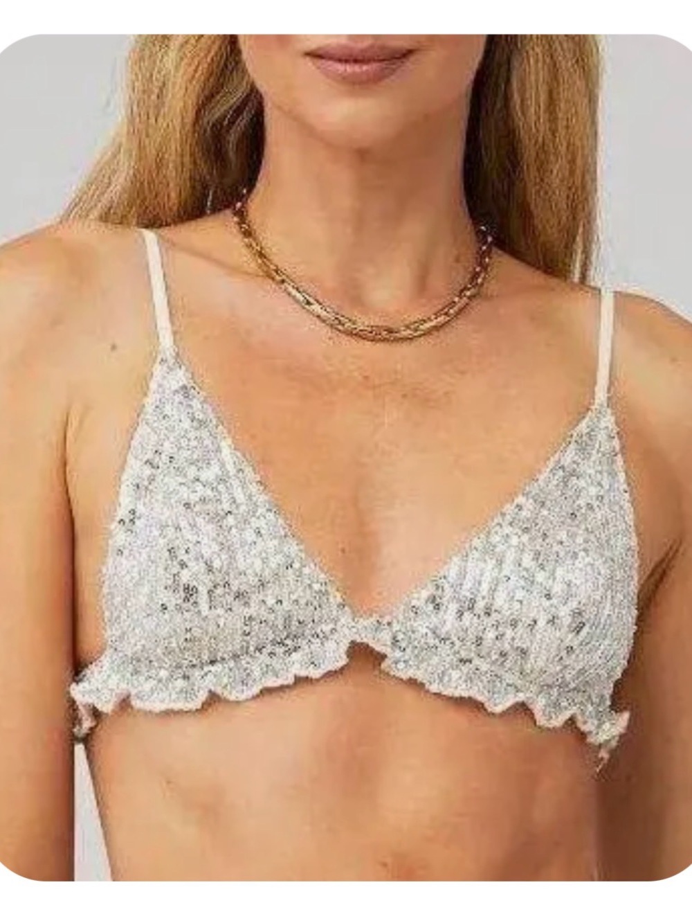 NWT Free People sequined Gold Rush Bralette in Silver